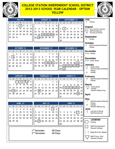 Calendar Yellow